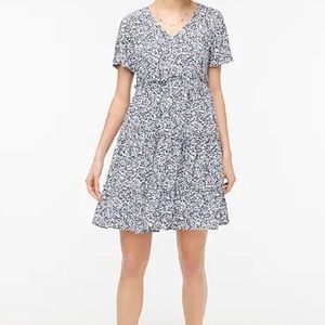 J crew V neck tiered ruffle midi dress, color antique navy
